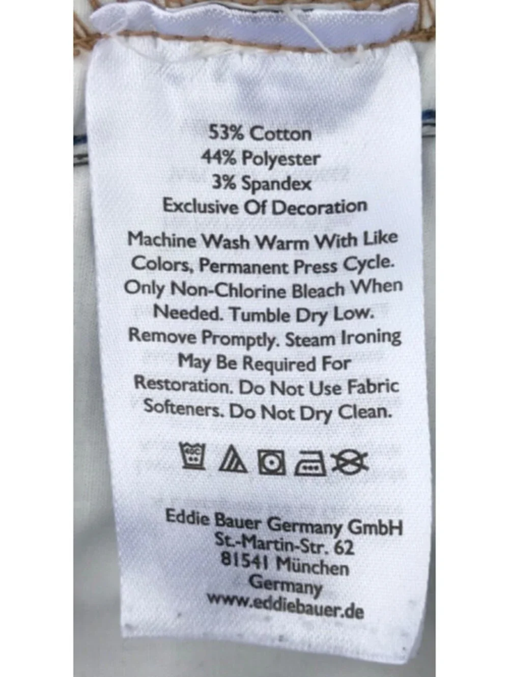 Eddie Bauer Cotton Blend Pants 33W x 30L Blue/Grey Canvas one Side Zip Pocket
